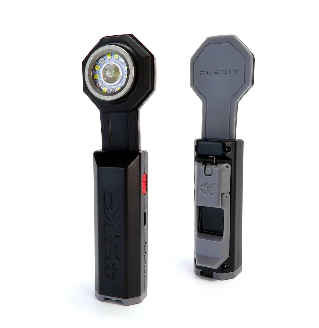 00168 – STKR CONCEPT Flashlight, Handheld CREE LED Clear Lens With Flood/ Spot Beams Black/ Gray Housing Uses Recharg...